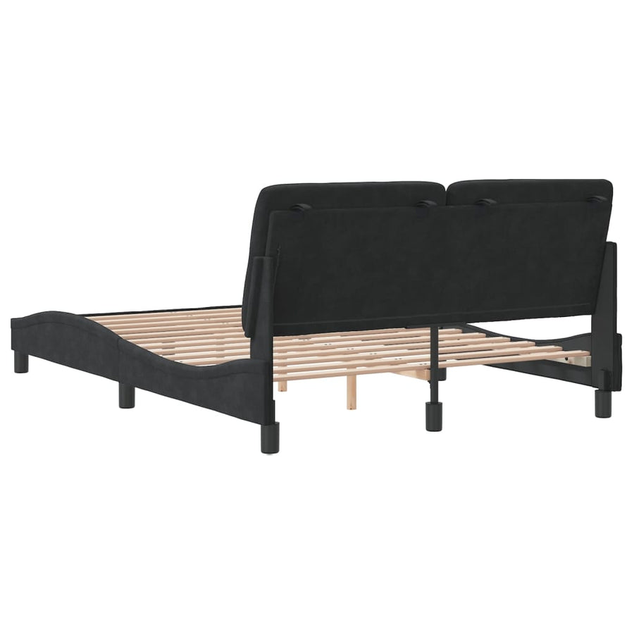 Bedframe met hoofdeinde fluweel zwart 120x200 cm