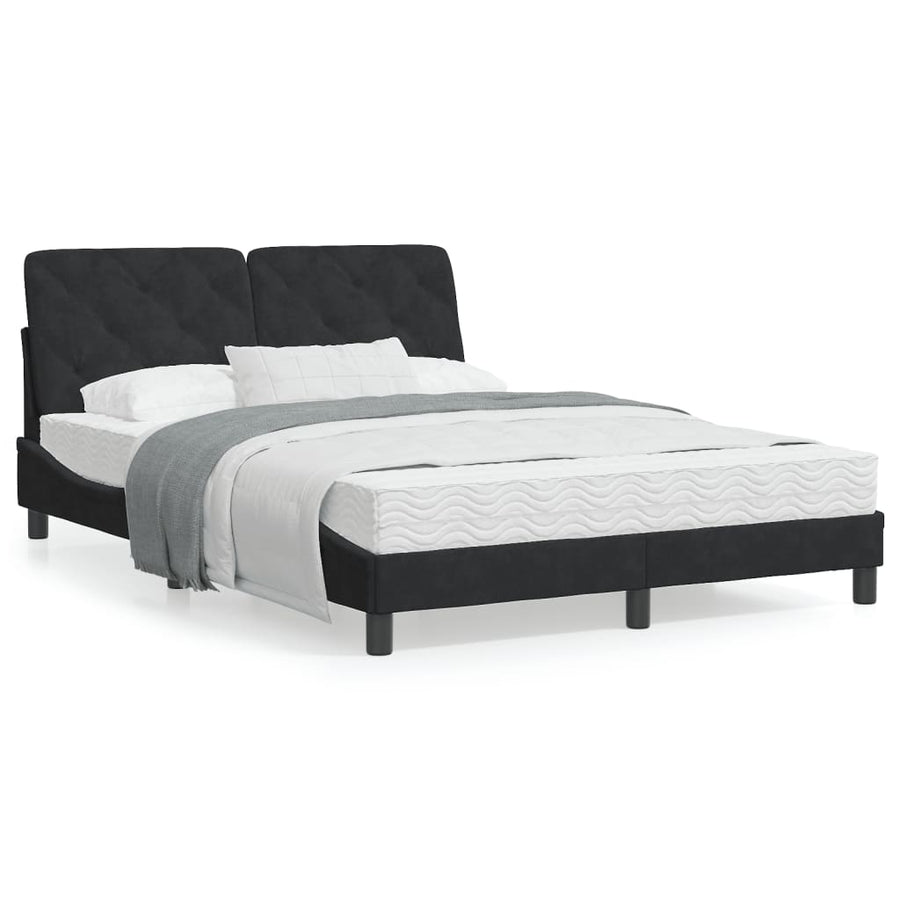 Bedframe met hoofdeinde fluweel zwart 120x200 cm