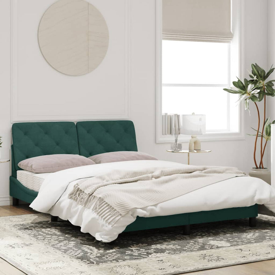 Bedframe met hoofdeinde fluweel donkergroen 120x200 cm