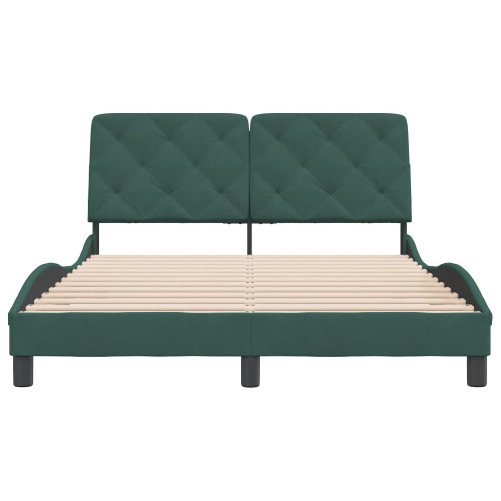 Bedframe met hoofdeinde fluweel donkergroen 120x200 cm