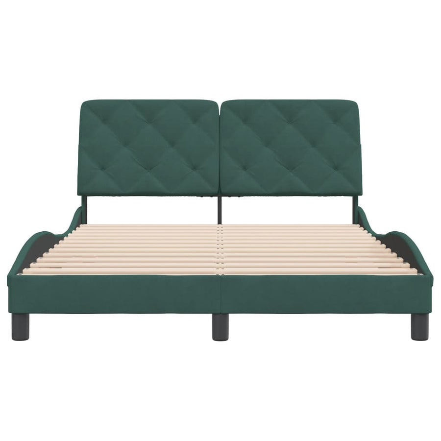 Bedframe met hoofdeinde fluweel donkergroen 120x200 cm