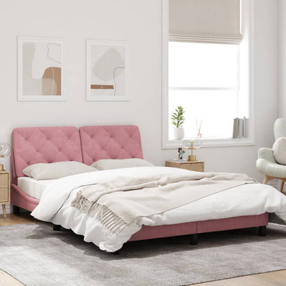 Bedframe met hoofdeinde fluweel roze 120x200 cm