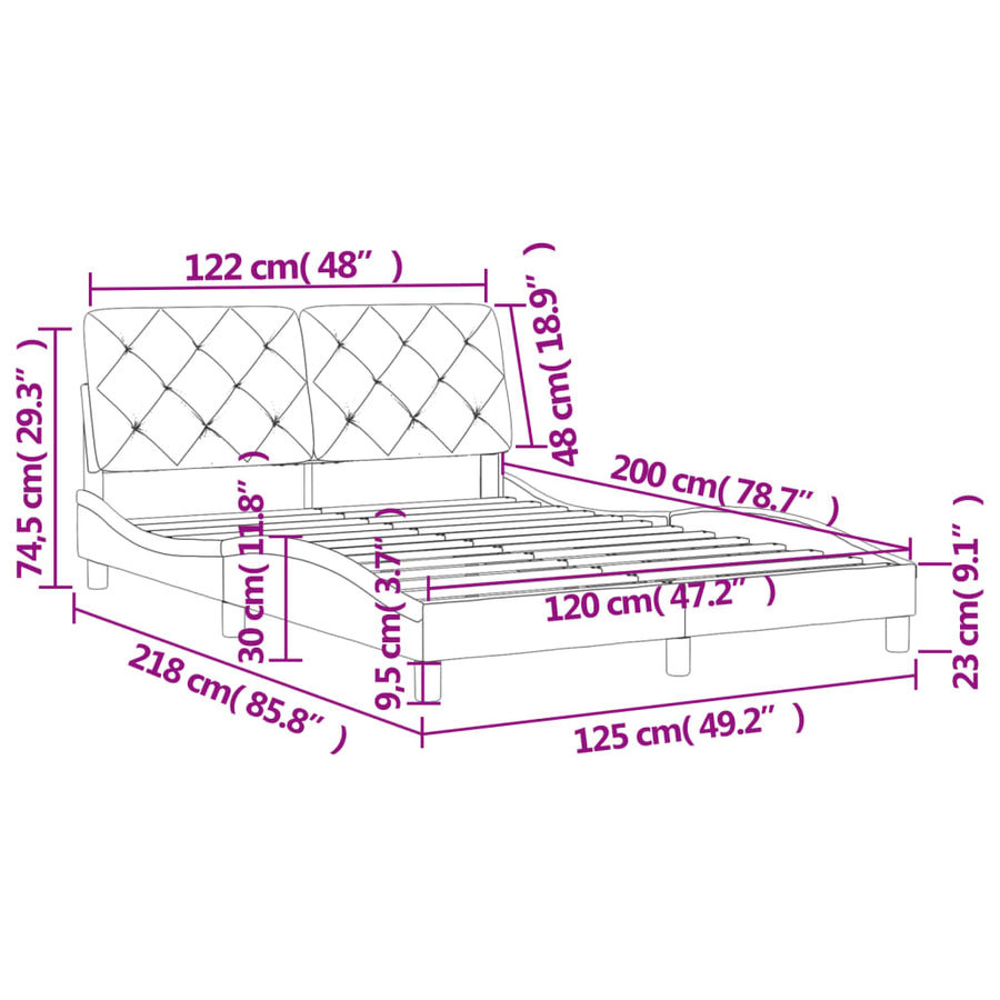 Bedframe met hoofdeinde fluweel roze 120x200 cm