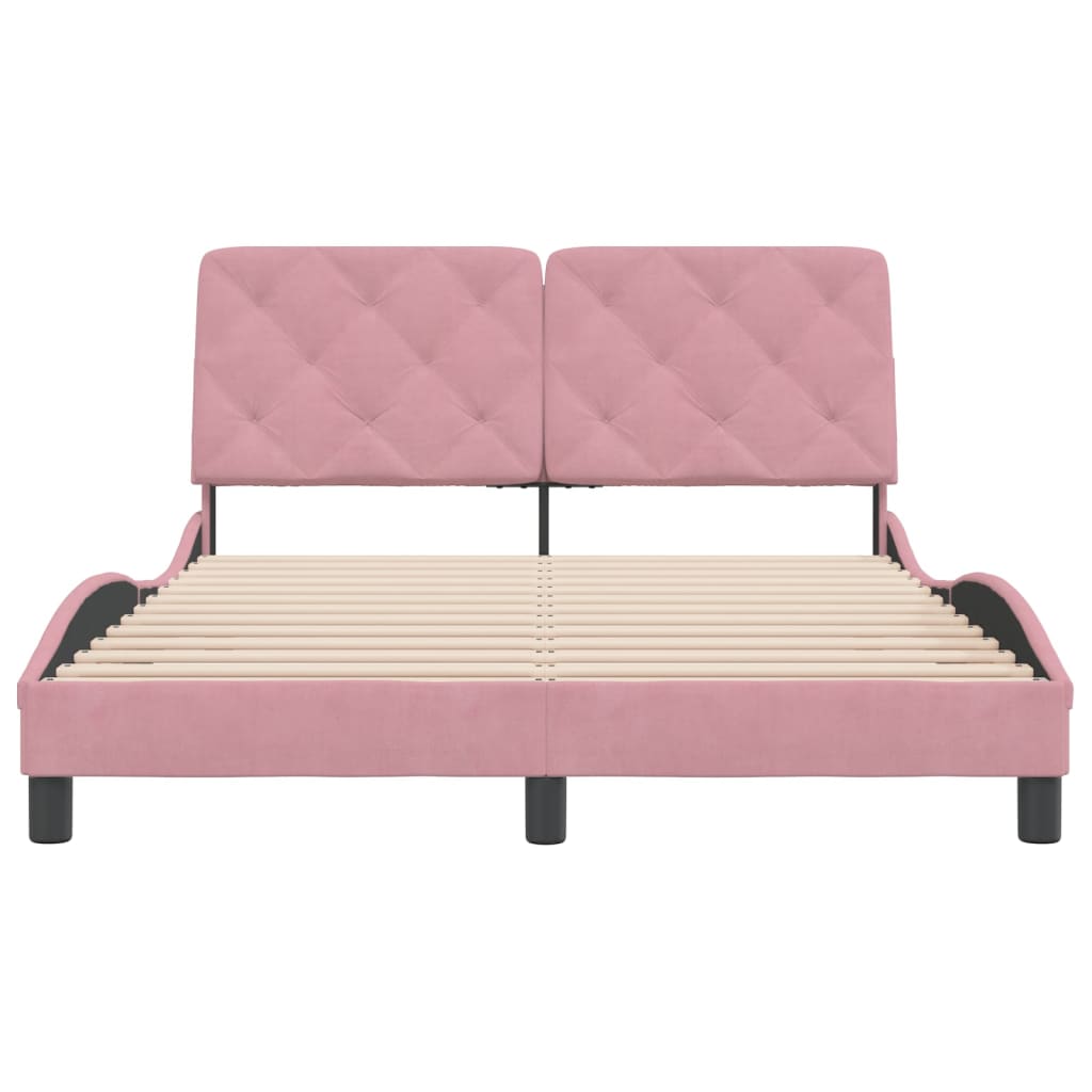 Bedframe met hoofdeinde fluweel roze 120x200 cm