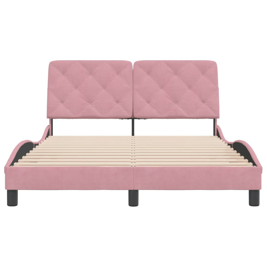 Bedframe met hoofdeinde fluweel roze 120x200 cm