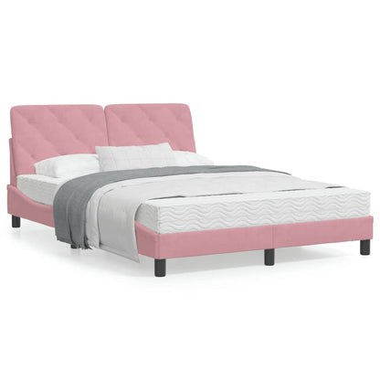 Bedframe met hoofdeinde fluweel roze 120x200 cm