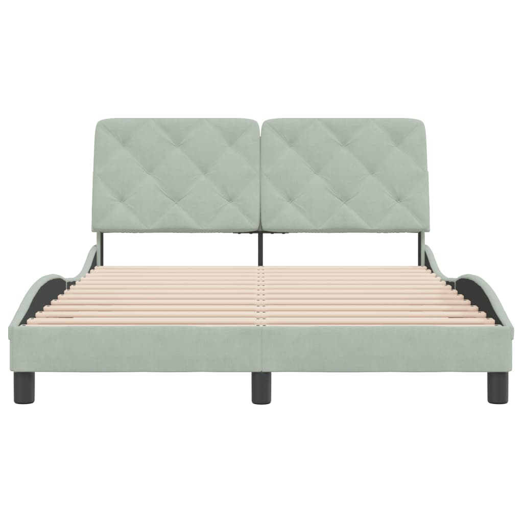 Bedframe met hoofdeinde fluweel lichtgrijs 140x190 cm