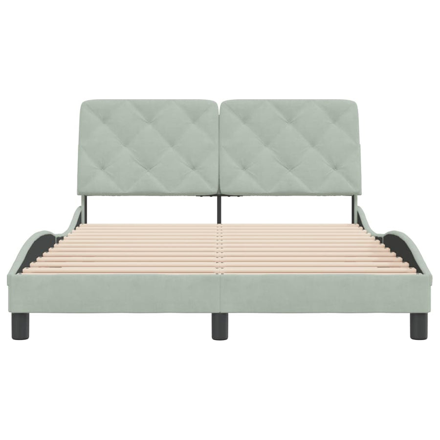 Bedframe met hoofdeinde fluweel lichtgrijs 140x190 cm