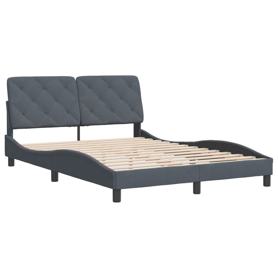 Bedframe met hoofdeinde fluweel donkergrijs 140x190 cm