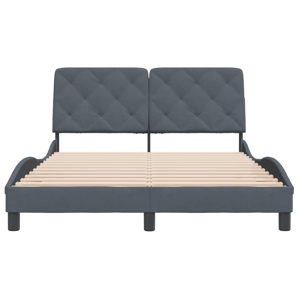 Bedframe met hoofdeinde fluweel donkergrijs 140x190 cm