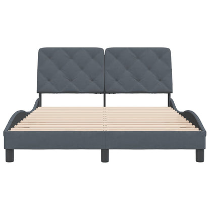 Bedframe met hoofdeinde fluweel donkergrijs 140x190 cm