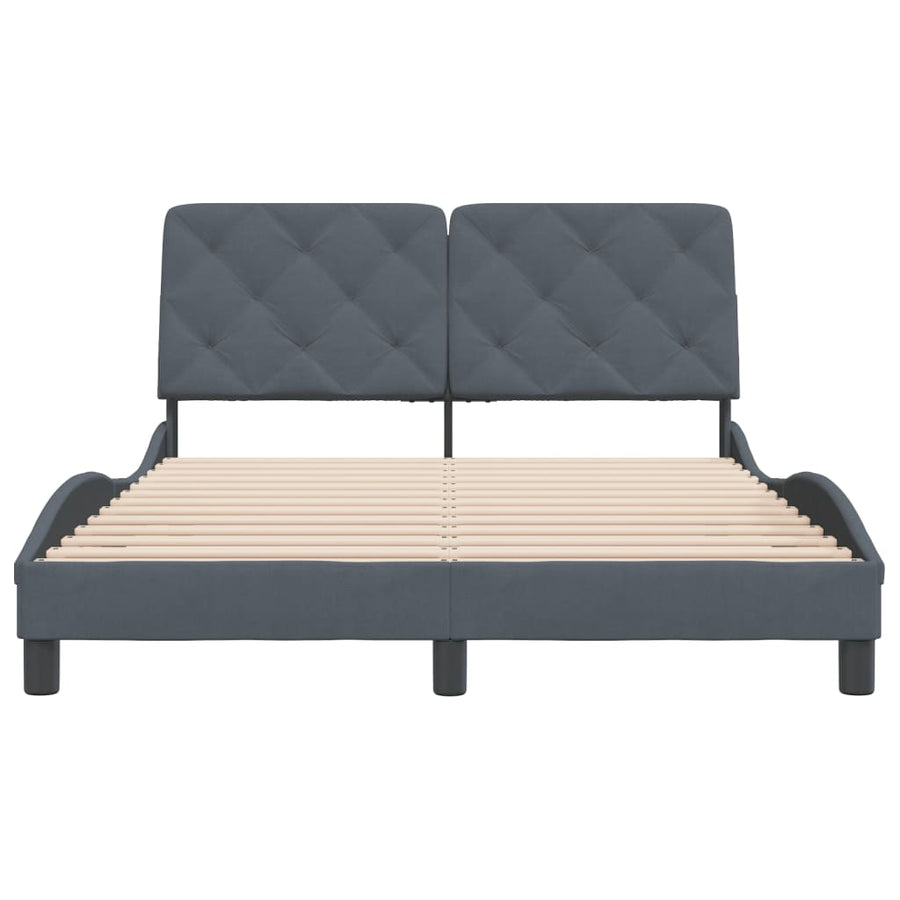 Bedframe met hoofdeinde fluweel donkergrijs 140x190 cm