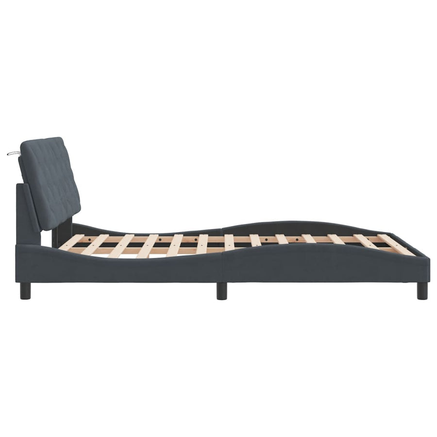 Bedframe met hoofdeinde fluweel donkergrijs 140x190 cm
