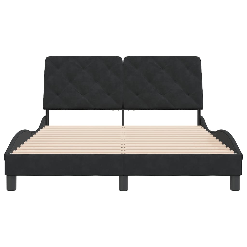 Bedframe met hoofdeinde fluweel zwart 140x190 cm