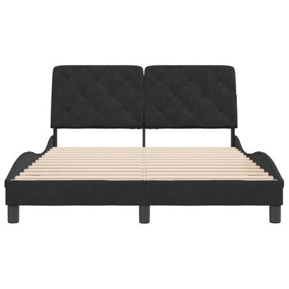 Bedframe met hoofdeinde fluweel zwart 140x190 cm