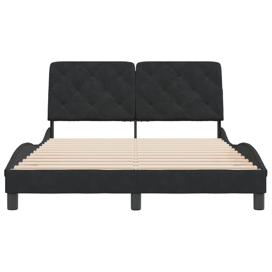 Bedframe met hoofdeinde fluweel zwart 140x190 cm