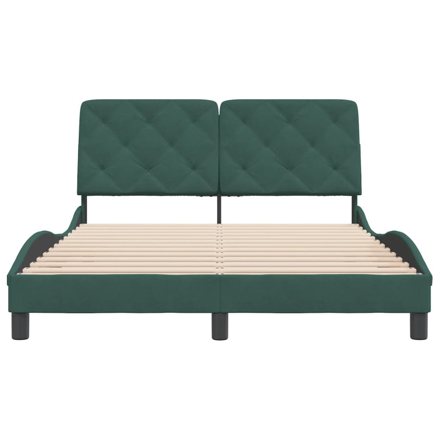 Bedframe met hoofdeinde fluweel donkergroen 140x190 cm