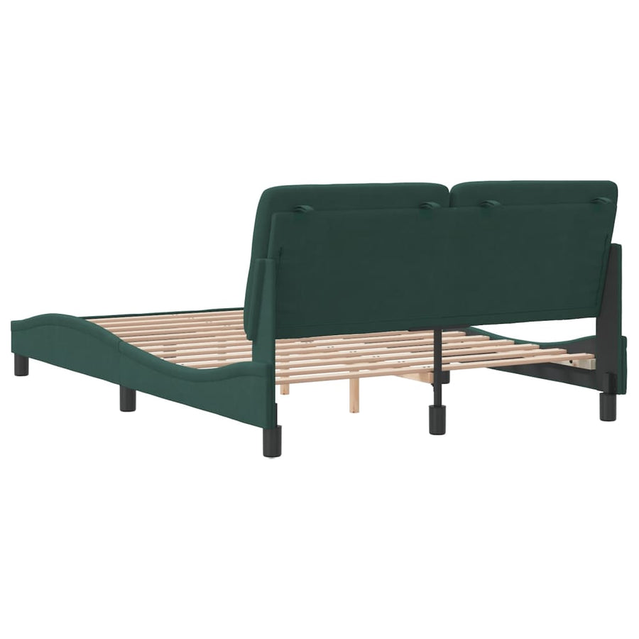 Bedframe met hoofdeinde fluweel donkergroen 140x190 cm
