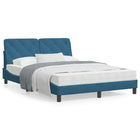 Velvet blue bed frame without mattress 140x190 cm