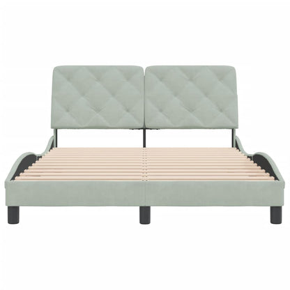 Bedframe met hoofdeinde fluweel lichtgrijs 140x200 cm