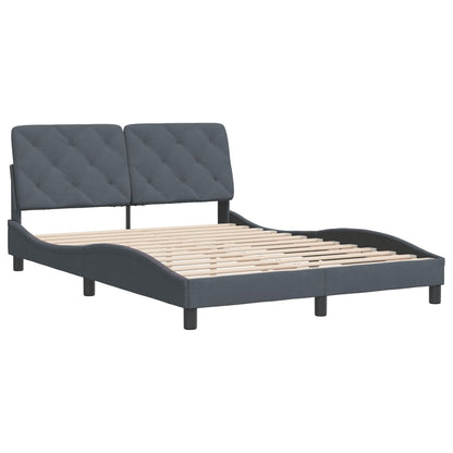 Bedframe met hoofdeinde fluweel donkergrijs 140x200 cm