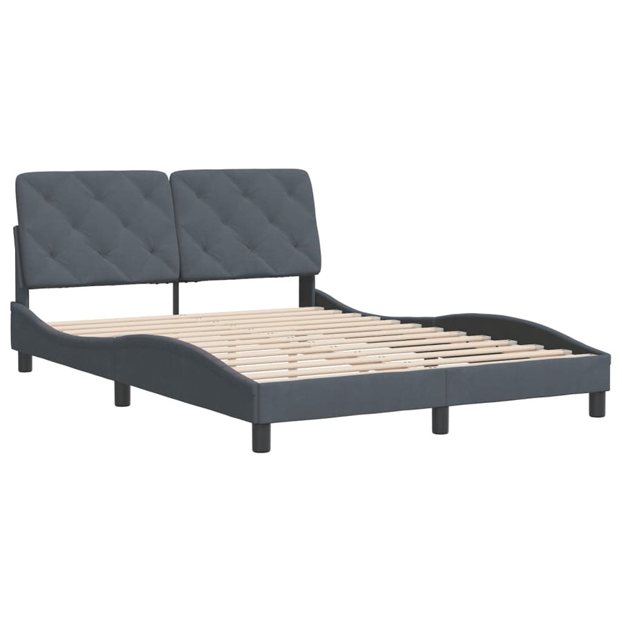 Bedframe met hoofdeinde fluweel donkergrijs 140x200 cm