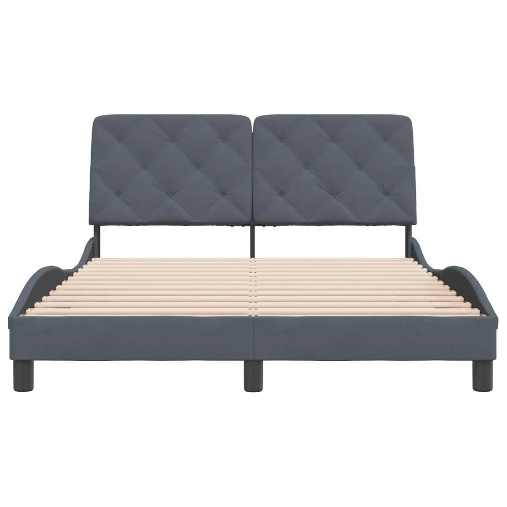 Bedframe met hoofdeinde fluweel donkergrijs 140x200 cm
