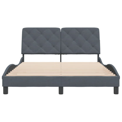 Bedframe met hoofdeinde fluweel donkergrijs 140x200 cm