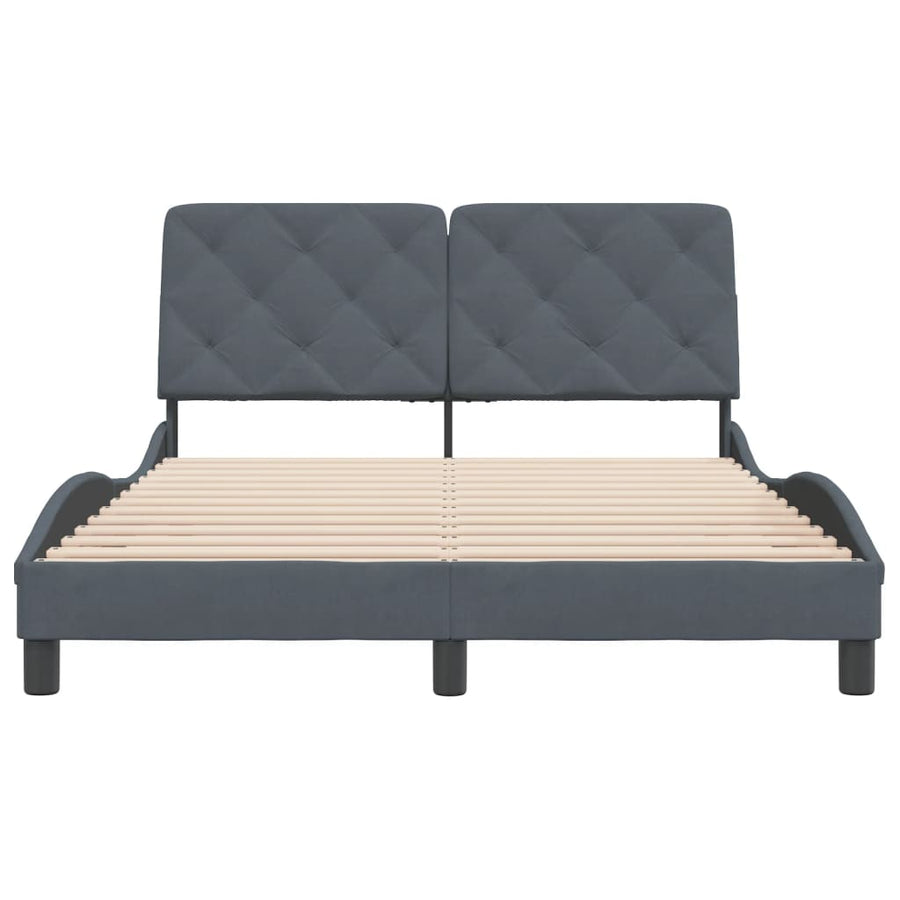 Bedframe met hoofdeinde fluweel donkergrijs 140x200 cm