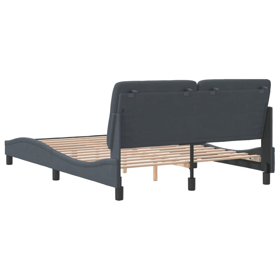 Bedframe met hoofdeinde fluweel donkergrijs 140x200 cm