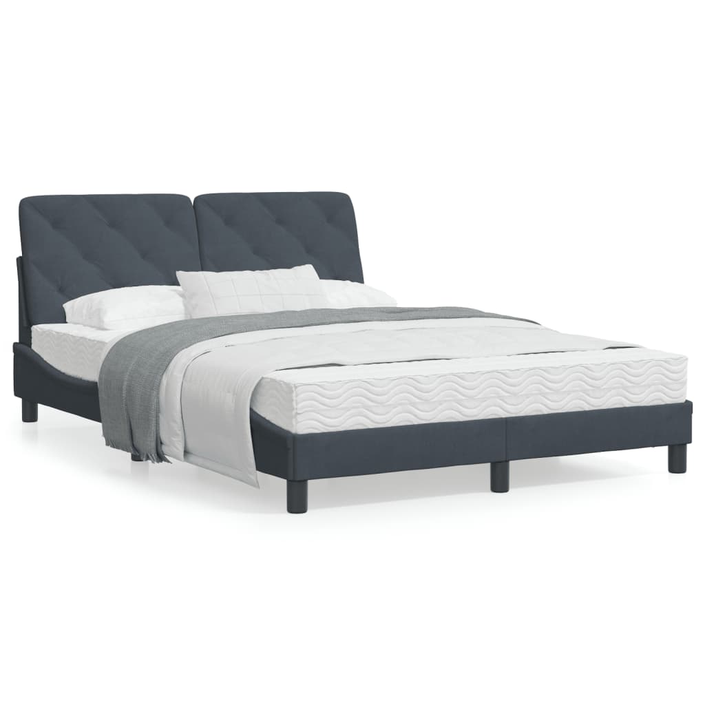 Bedframe met hoofdeinde fluweel donkergrijs 140x200 cm