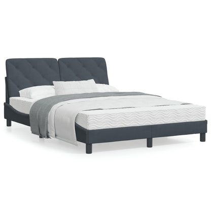 Bedframe met hoofdeinde fluweel donkergrijs 140x200 cm
