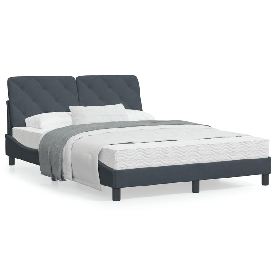 Bedframe met hoofdeinde fluweel donkergrijs 140x200 cm