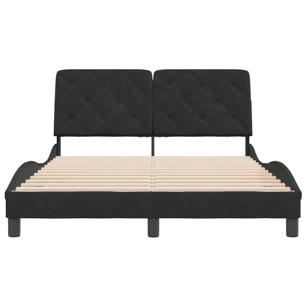 Bedframe met hoofdeinde fluweel zwart 140x200 cm