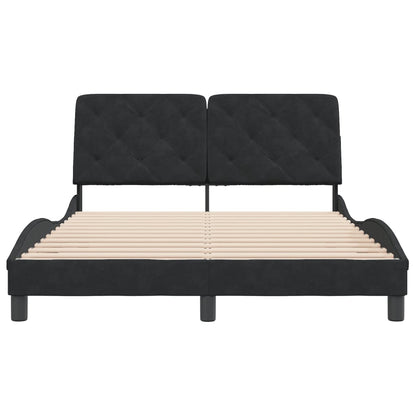 Bedframe met hoofdeinde fluweel zwart 140x200 cm