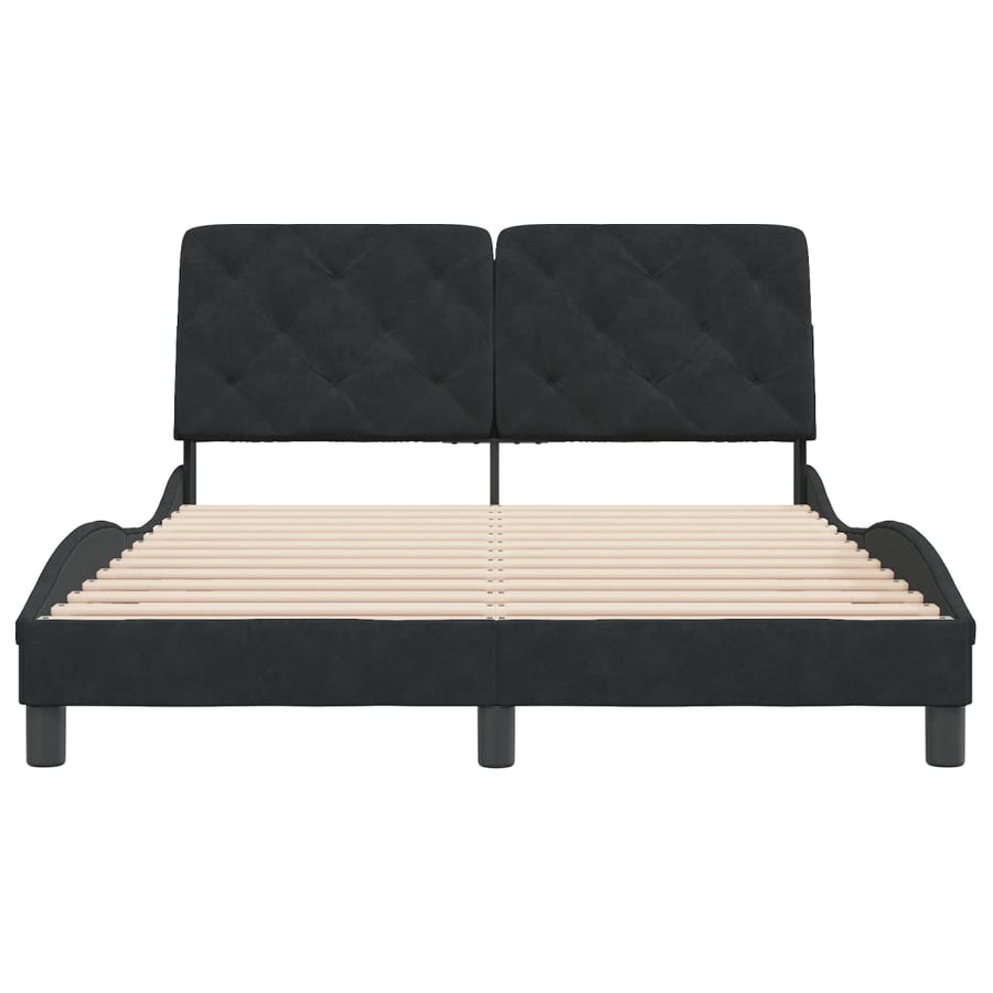 Bedframe met hoofdeinde fluweel zwart 140x200 cm