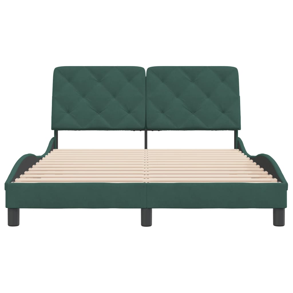 Bedframe met hoofdeinde fluweel donkergroen 140x200 cm