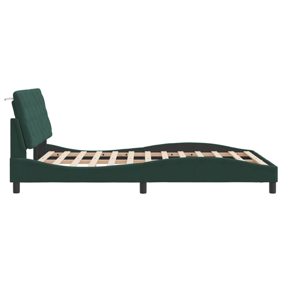 Bedframe met hoofdeinde fluweel donkergroen 140x200 cm