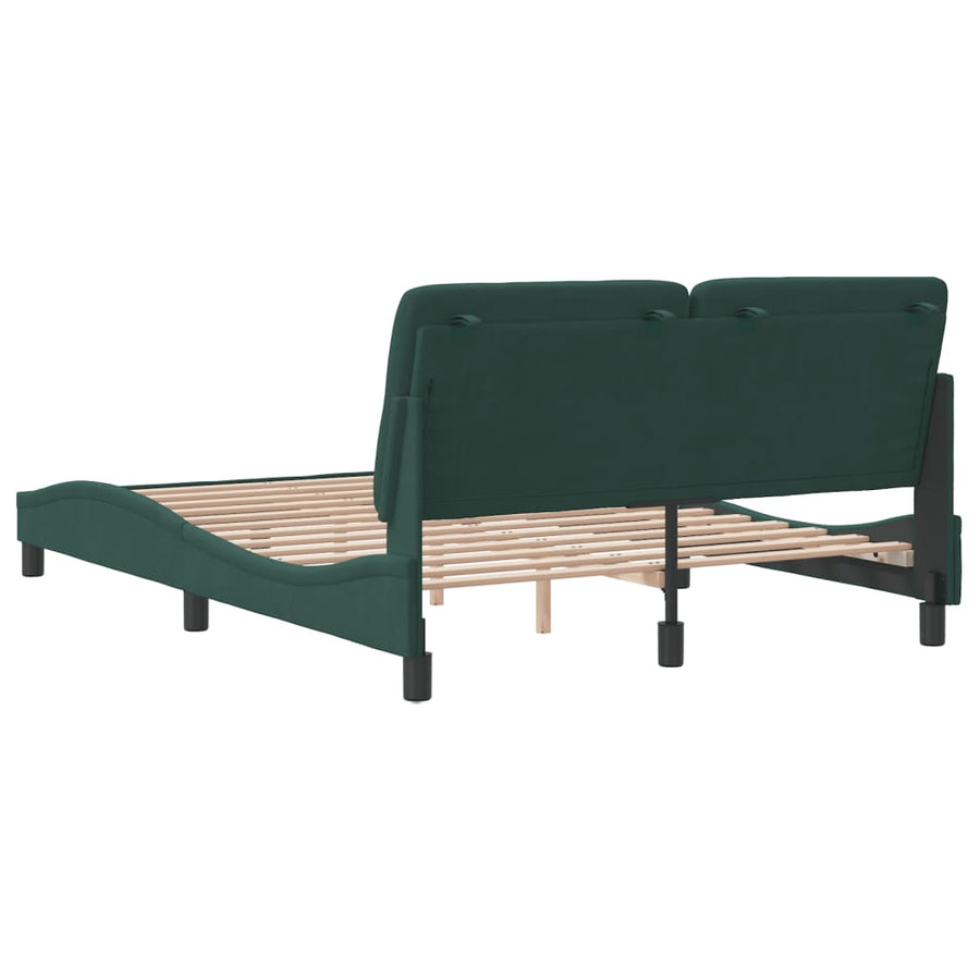 Bedframe met hoofdeinde fluweel donkergroen 140x200 cm