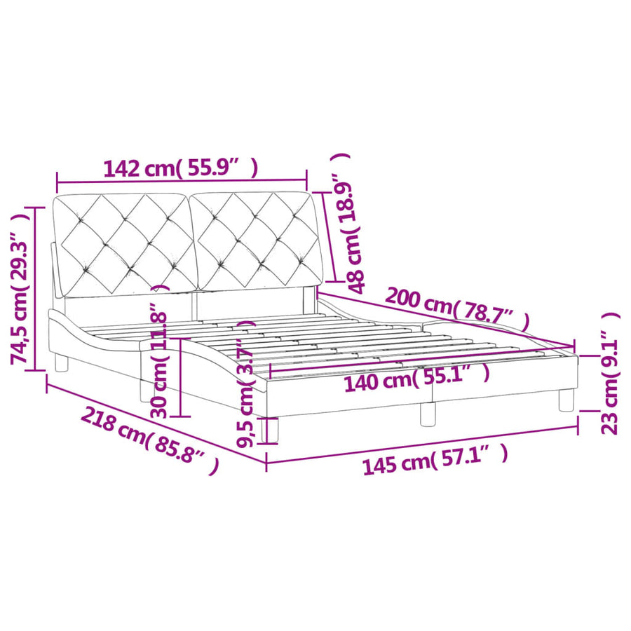 Bedframe met hoofdeinde fluweel roze 140x200 cm