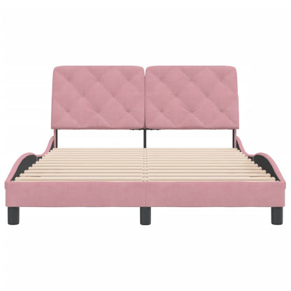 Bedframe met hoofdeinde fluweel roze 140x200 cm