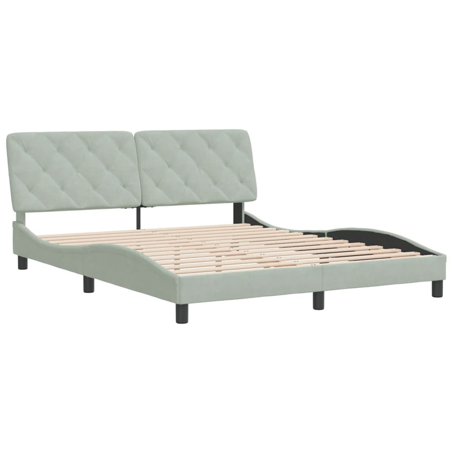 Bedframe met hoofdeinde fluweel lichtgrijs 160x200 cm