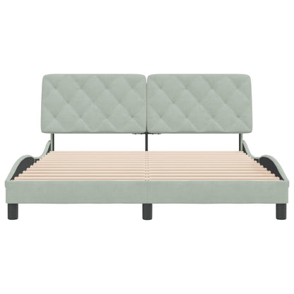 Bedframe met hoofdeinde fluweel lichtgrijs 160x200 cm