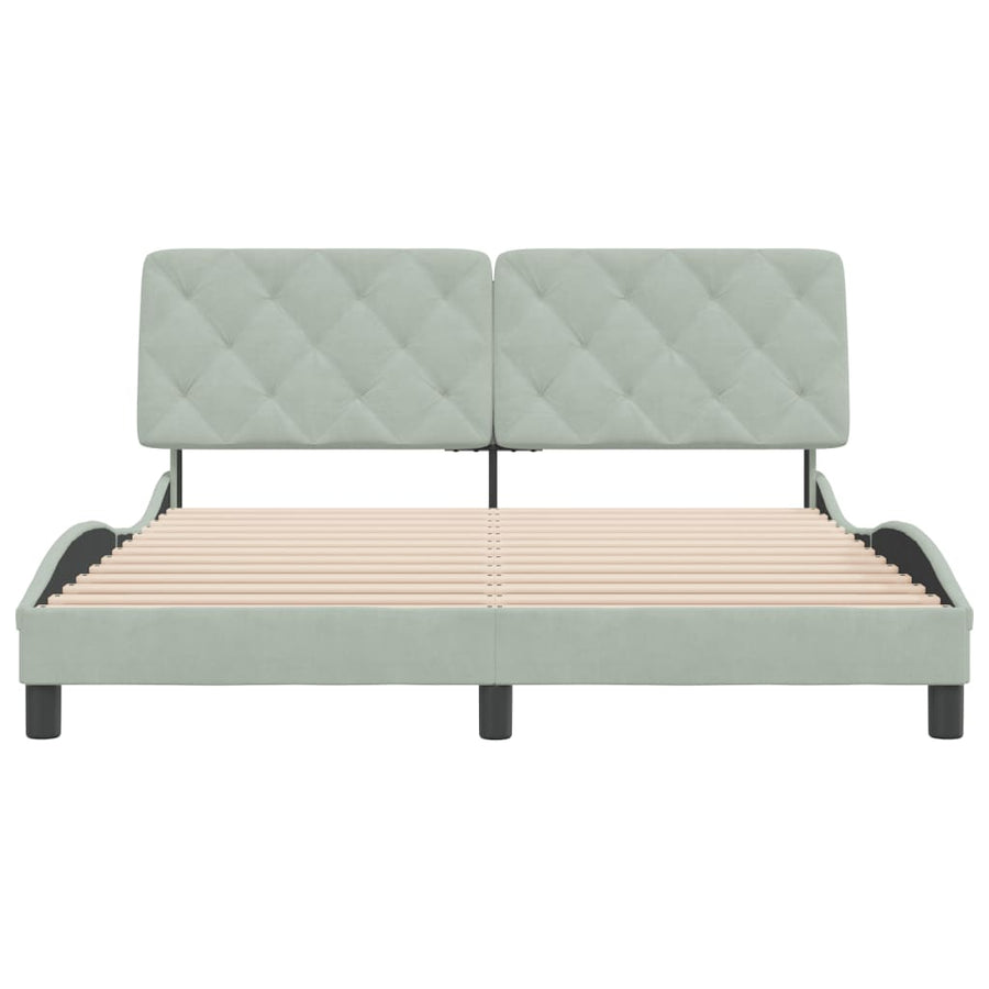 Bedframe met hoofdeinde fluweel lichtgrijs 160x200 cm