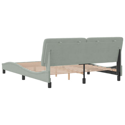 Bedframe met hoofdeinde fluweel lichtgrijs 160x200 cm