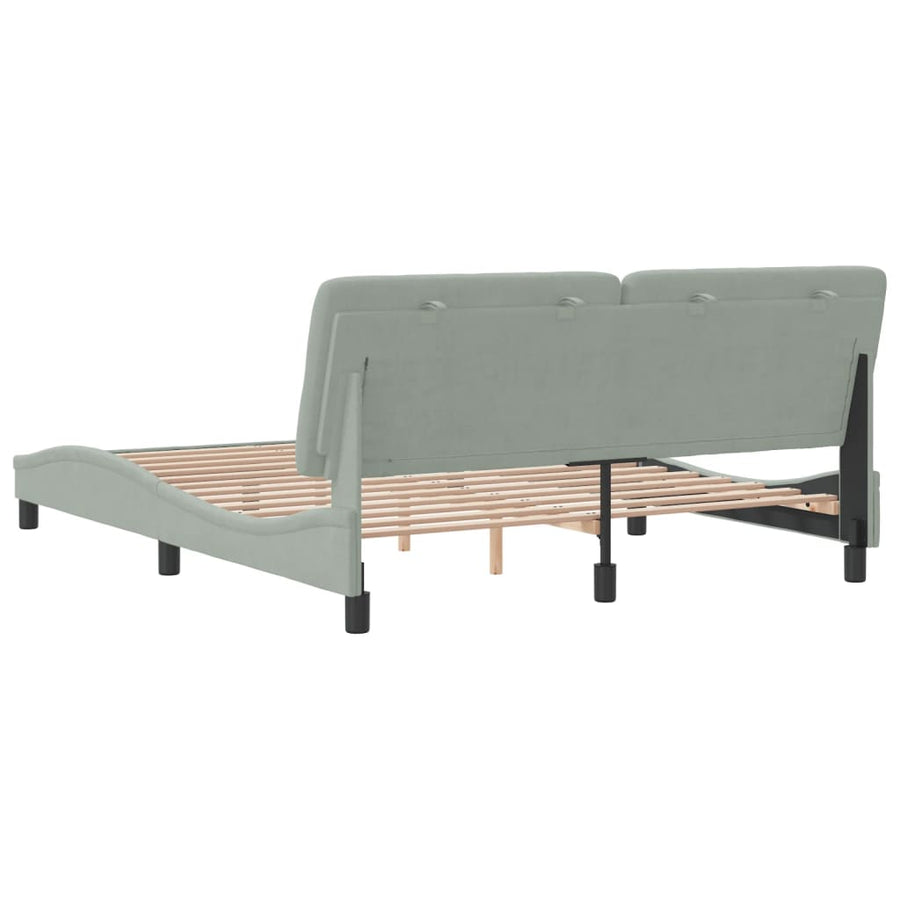 Bedframe met hoofdeinde fluweel lichtgrijs 160x200 cm