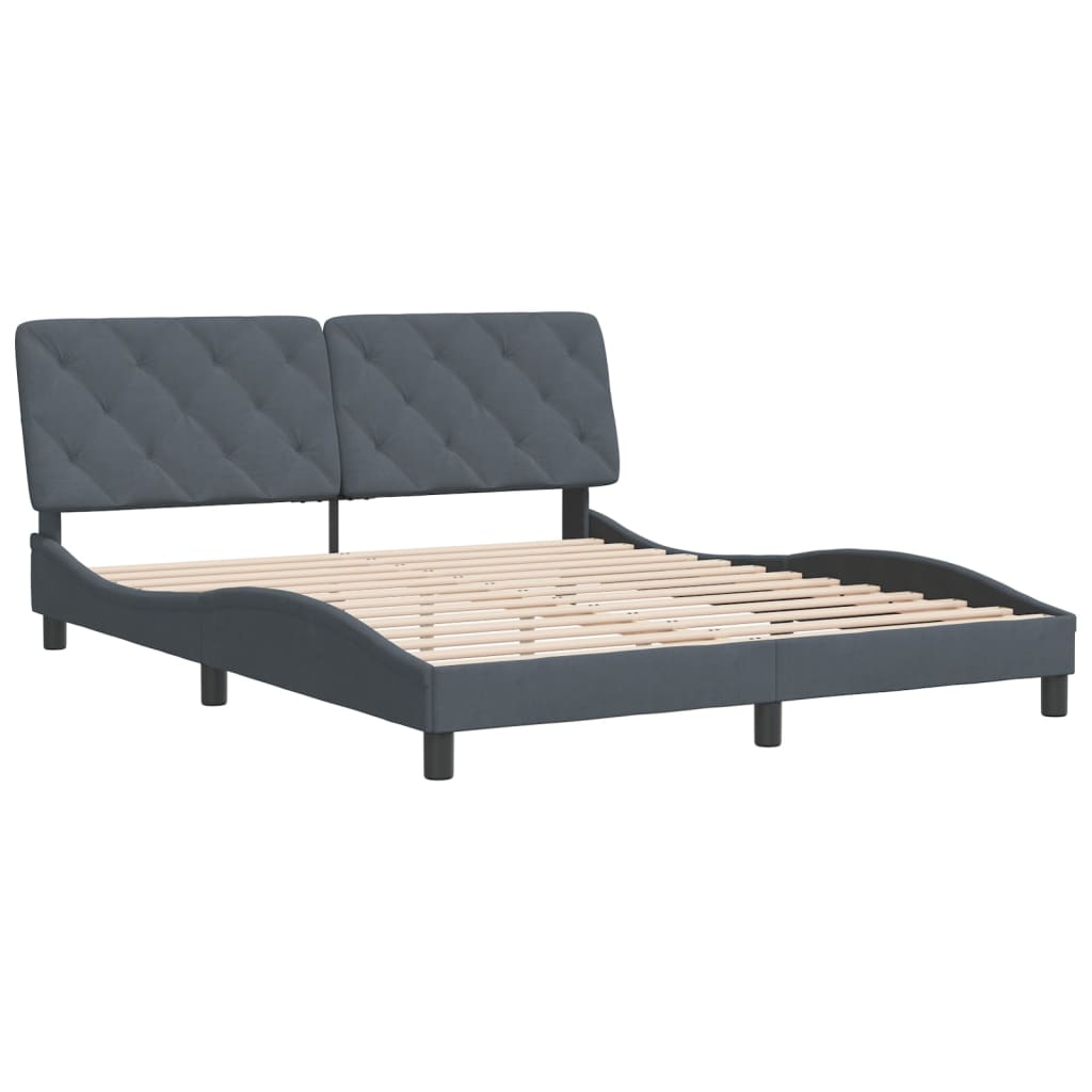 Bedframe met hoofdeinde fluweel donkergrijs 160x200 cm