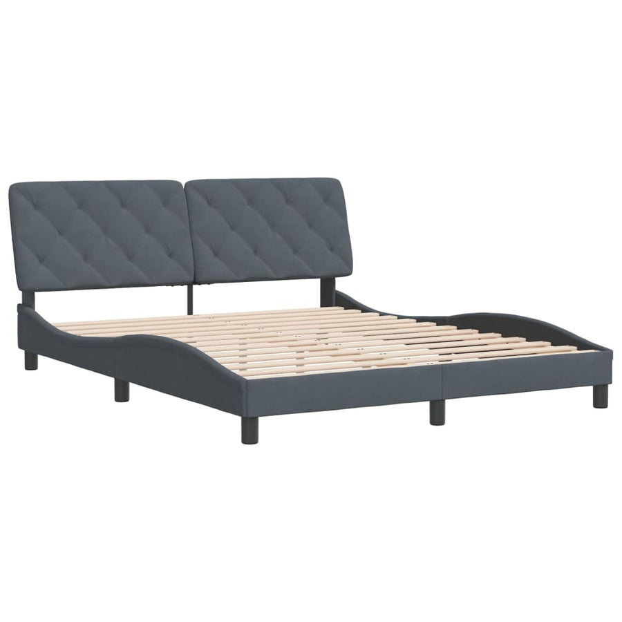 Bedframe met hoofdeinde fluweel donkergrijs 160x200 cm