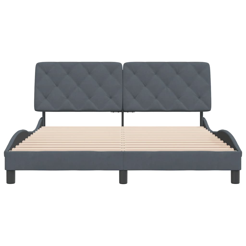 Bedframe met hoofdeinde fluweel donkergrijs 160x200 cm