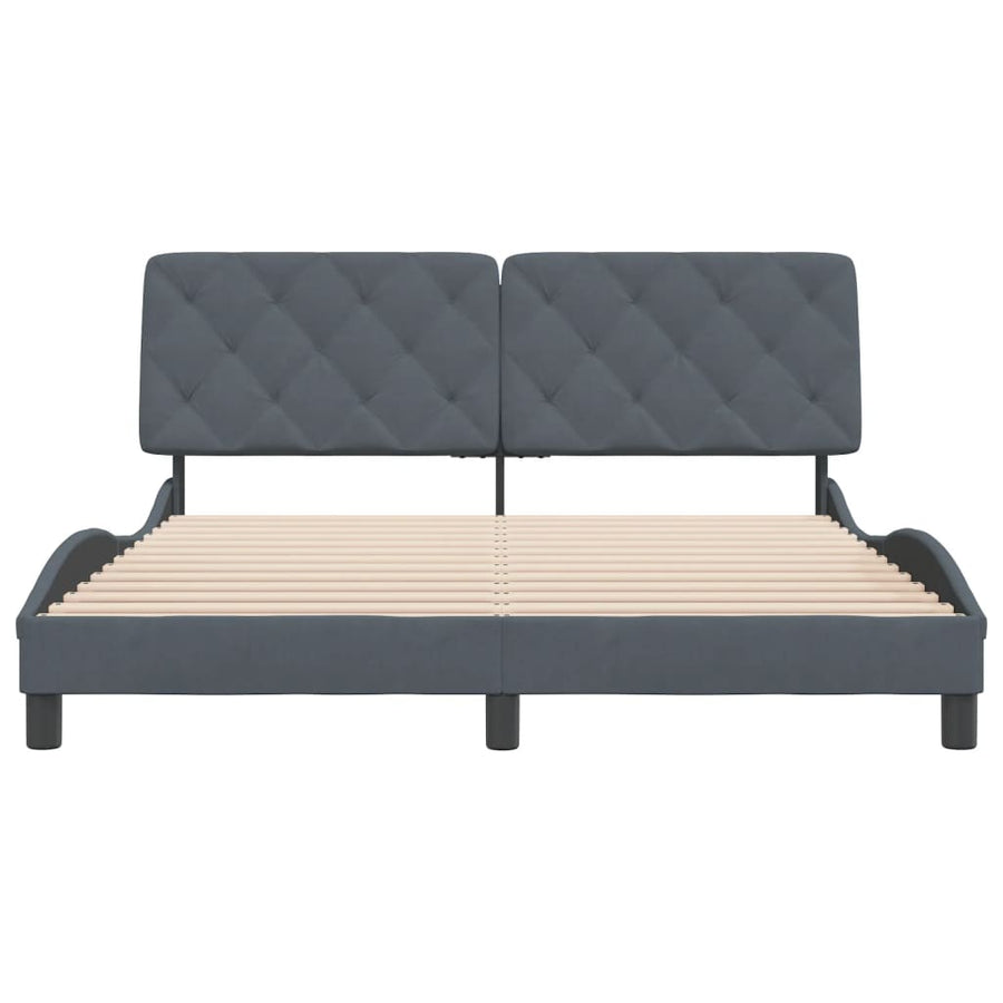 Bedframe met hoofdeinde fluweel donkergrijs 160x200 cm